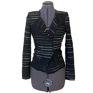 Isabel Marant Etoile Black Striped Tweed Slub Boucle Blazer Jacket Size 36